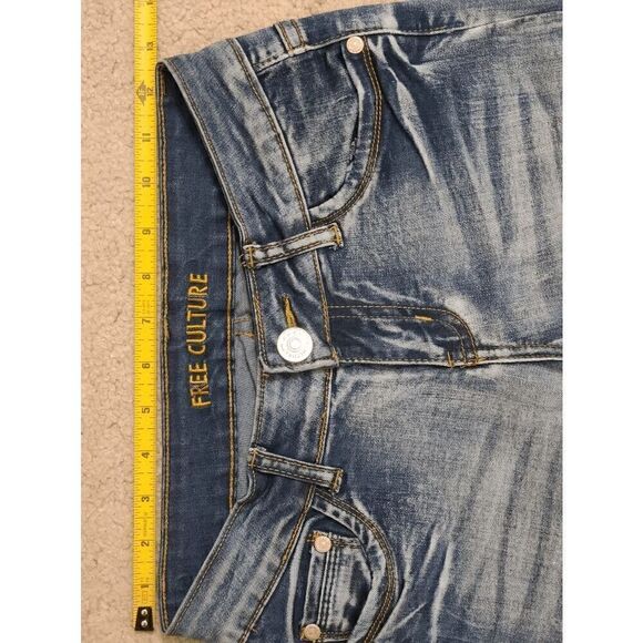 FREE CULTURE Blue Washed Y2K Women’s Junior’s Low Rise Skinny Denim Jeans Size 3 - Picture 6 of 16